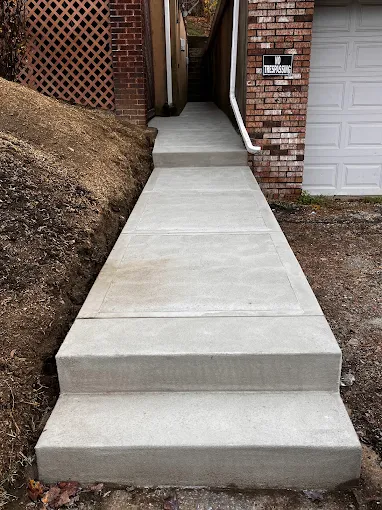 Site cleared and rebuilt concrete steps and side walkway